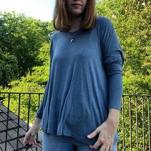 CABI Heather Blue Knit Top